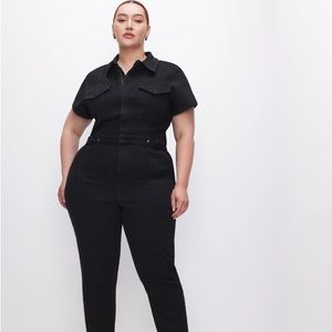 Good American Black Denim Jumpsuit